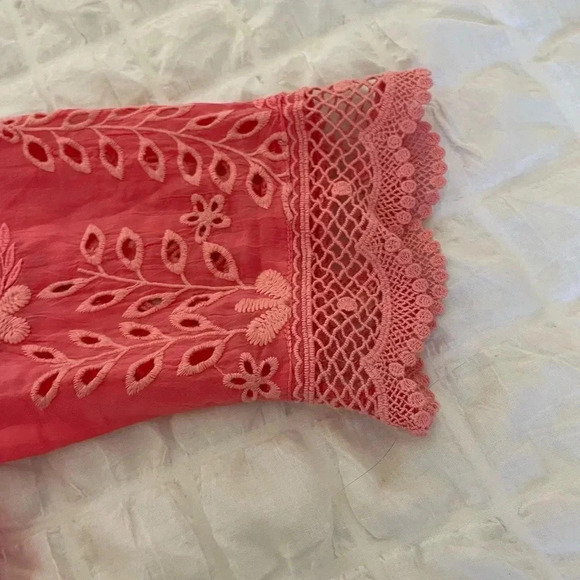 Johnny Was Malfi Salmon eyelit boho mini dress - Picture 7 of 12